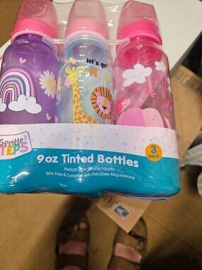Gentle Steps 9oz Tinted Baby Bottles 3-Pack